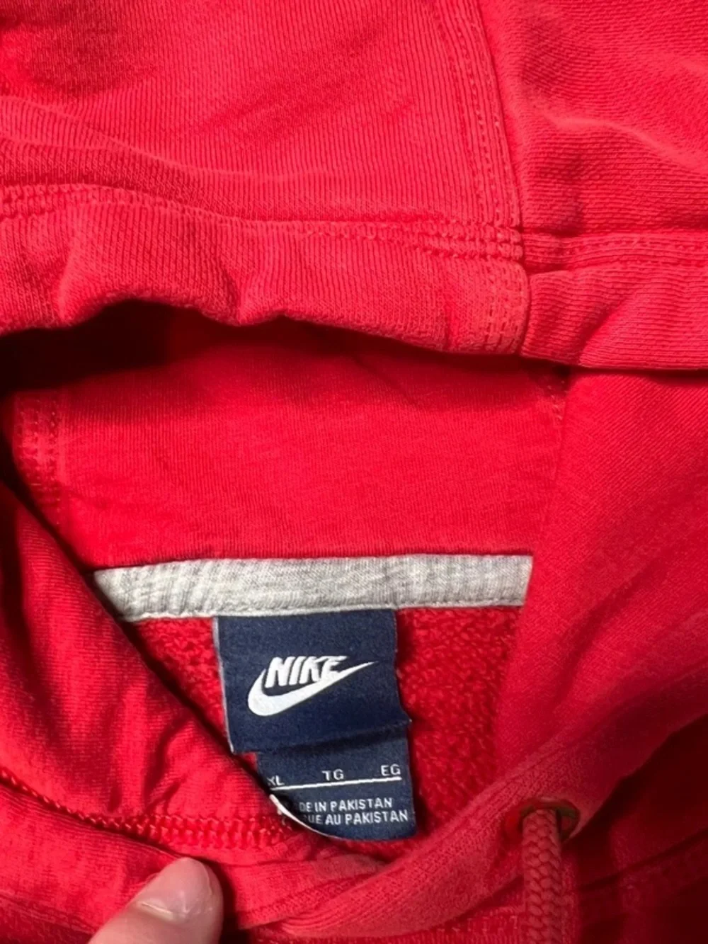 Nike Red Men's Hooded Sweatshirt with White Swoosh